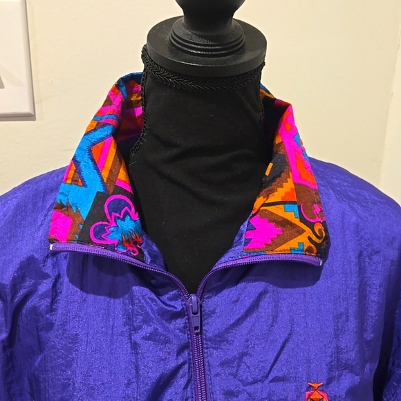Vintage 80s Vibrant Purple Windbreaker Jacket - Picture 6 of 7